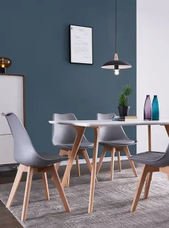 Lot de 6 chaise teeno interieur non empilable non pliable en bois H. 83 cm gris