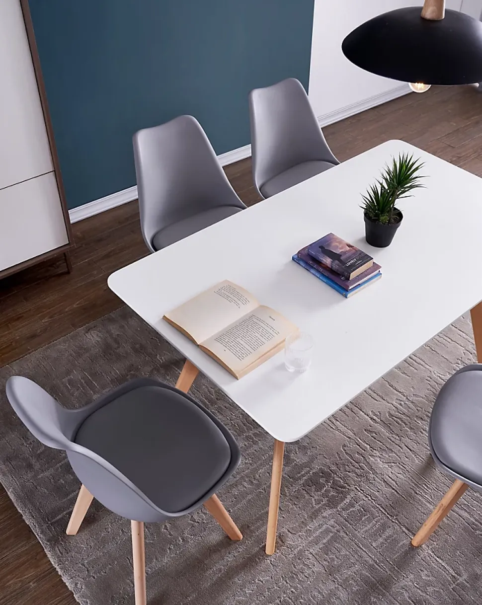 Lot de 6 chaise teeno interieur non empilable non pliable en bois H. 83 cm gris