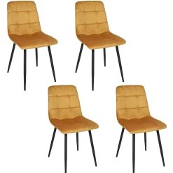 Lot De 4 Chaises - Home Deco Factory - Mateo - Confortables - Jaune Moutarde