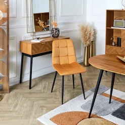 Lot De 4 Chaises - Home Deco Factory - Mateo - Confortables - Jaune Moutarde