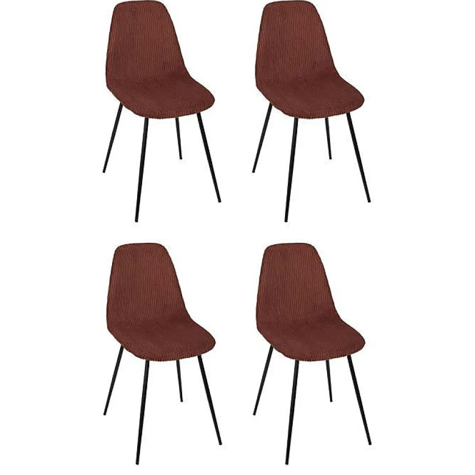 Lot de 4 Chaises Côtelé "Scott" 85cm Terracotta