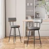 Lot de 2 chaises de bar gris foncé, similicuir, dossier ergonomique, cadre métal, confortables et faciles à nettoyer