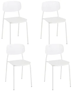 Lot de 4 chaises de cuisine empilables aza (blanc)