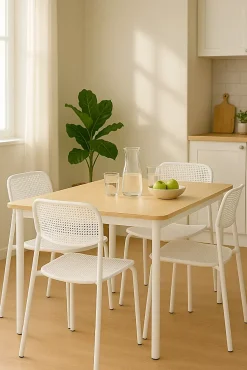 Lot de 4 chaises de cuisine empilables aza (blanc)