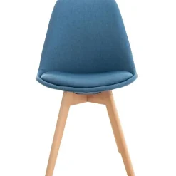 Lot de 4 chaises De Cuisine Lina Avec Surface En Plastique Revêtement En Tissu Bleu Chaise Piètement Bois Hêtre Mobilier Tendances
