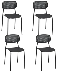 Lot de 4 chaises de cuisine empilables aza (noir)