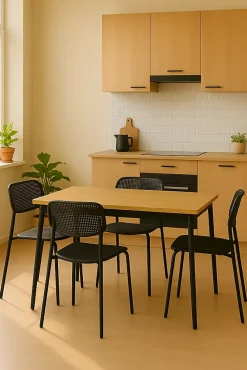 Lot de 4 chaises de cuisine empilables aza (noir)