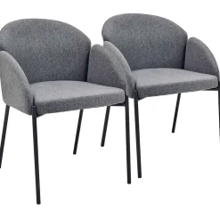Lot de 2 chaises en acier et tissu gris anthracite Oviala