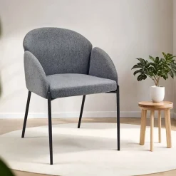 Lot de 2 chaises en acier et tissu gris anthracite Oviala