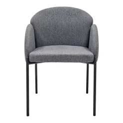 Lot de 2 chaises en acier et tissu gris anthracite Oviala