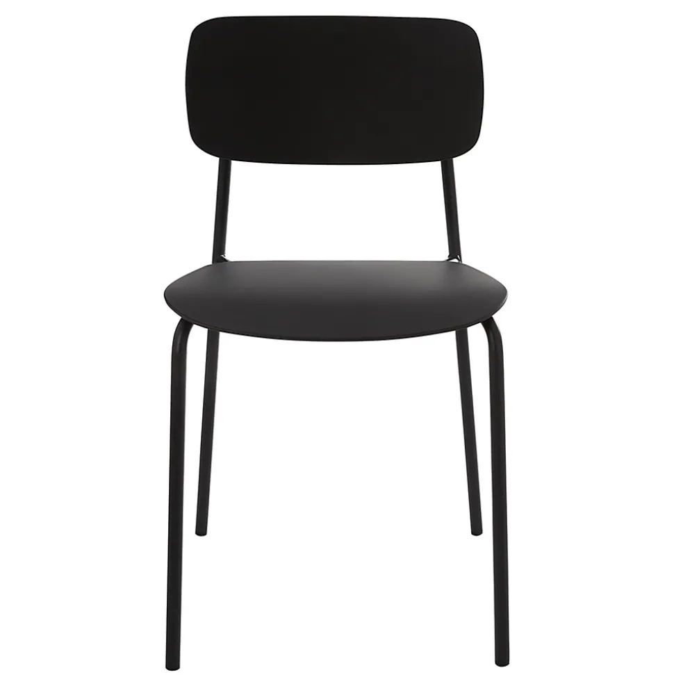Lot de 2 chaises en acier et plastique noires Oviala