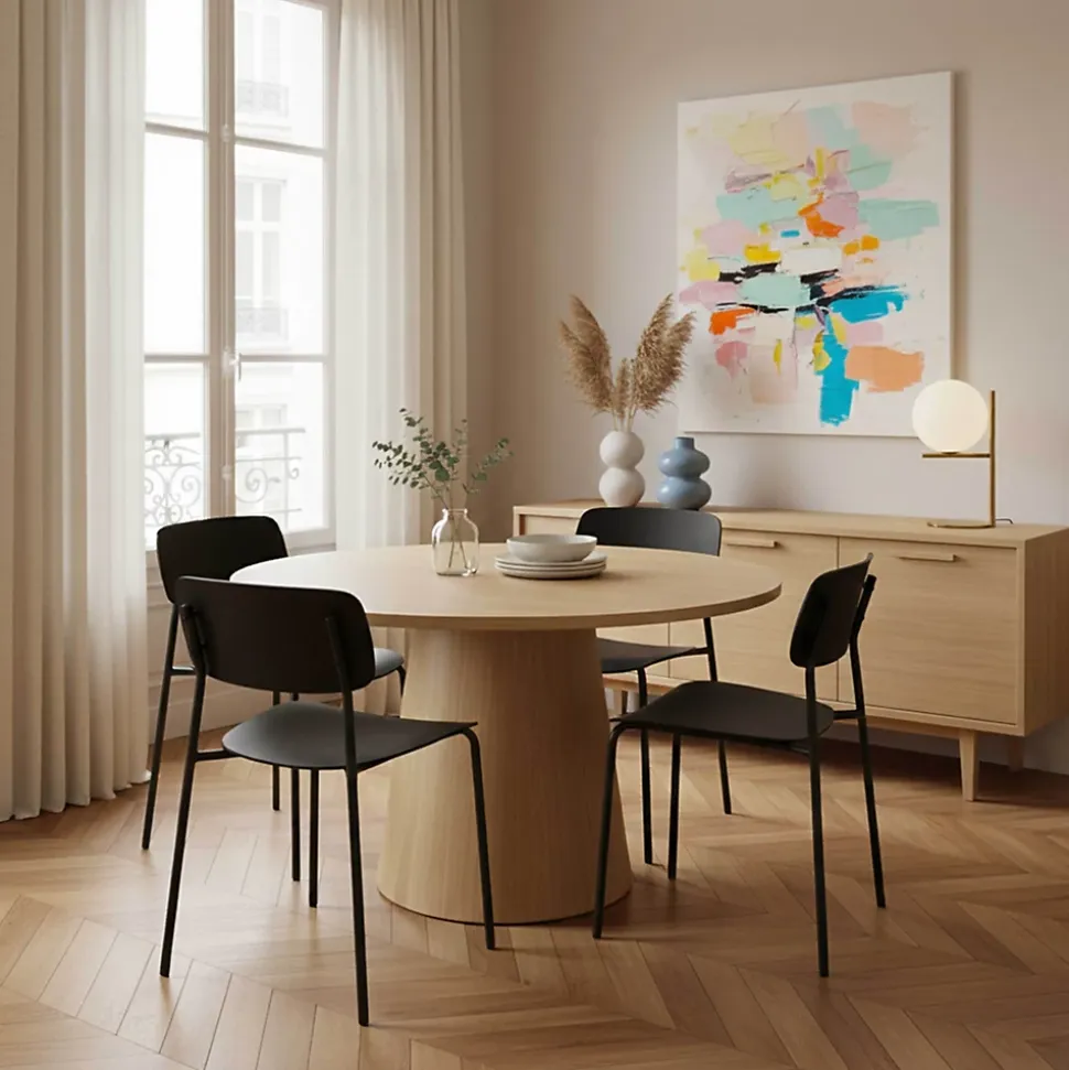 Lot de 2 chaises en acier et plastique noires Oviala