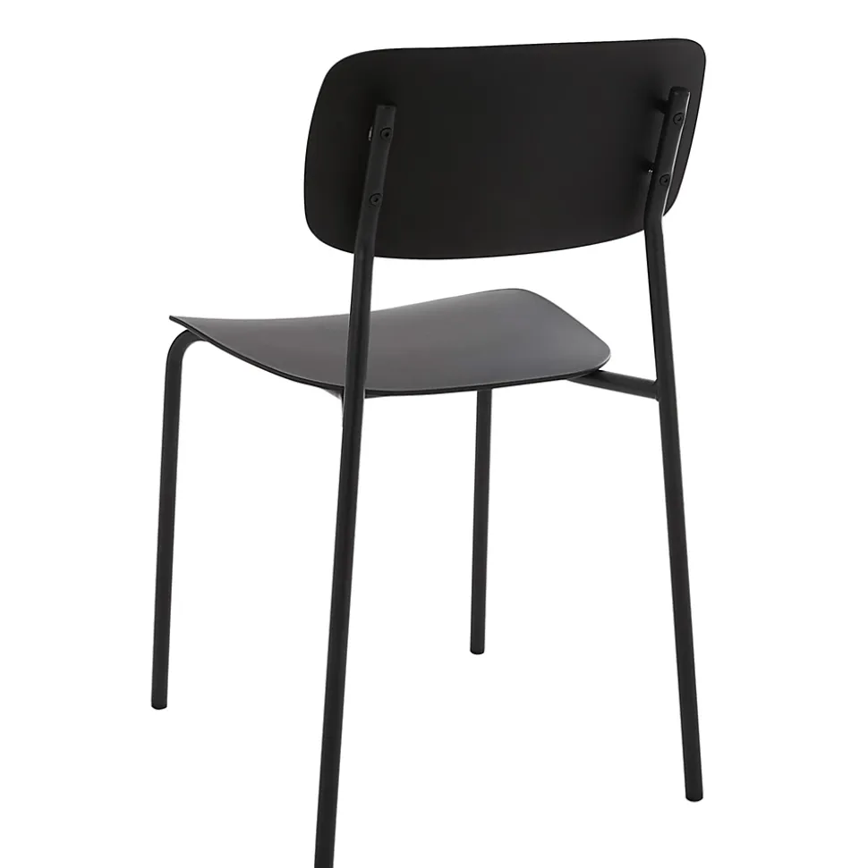 Lot de 2 chaises en acier et plastique noires Oviala