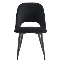 Lot de 2 chaises en acier et velours noir Oviala