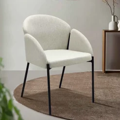 Lot de 2 chaises en acier et tissu beige Oviala