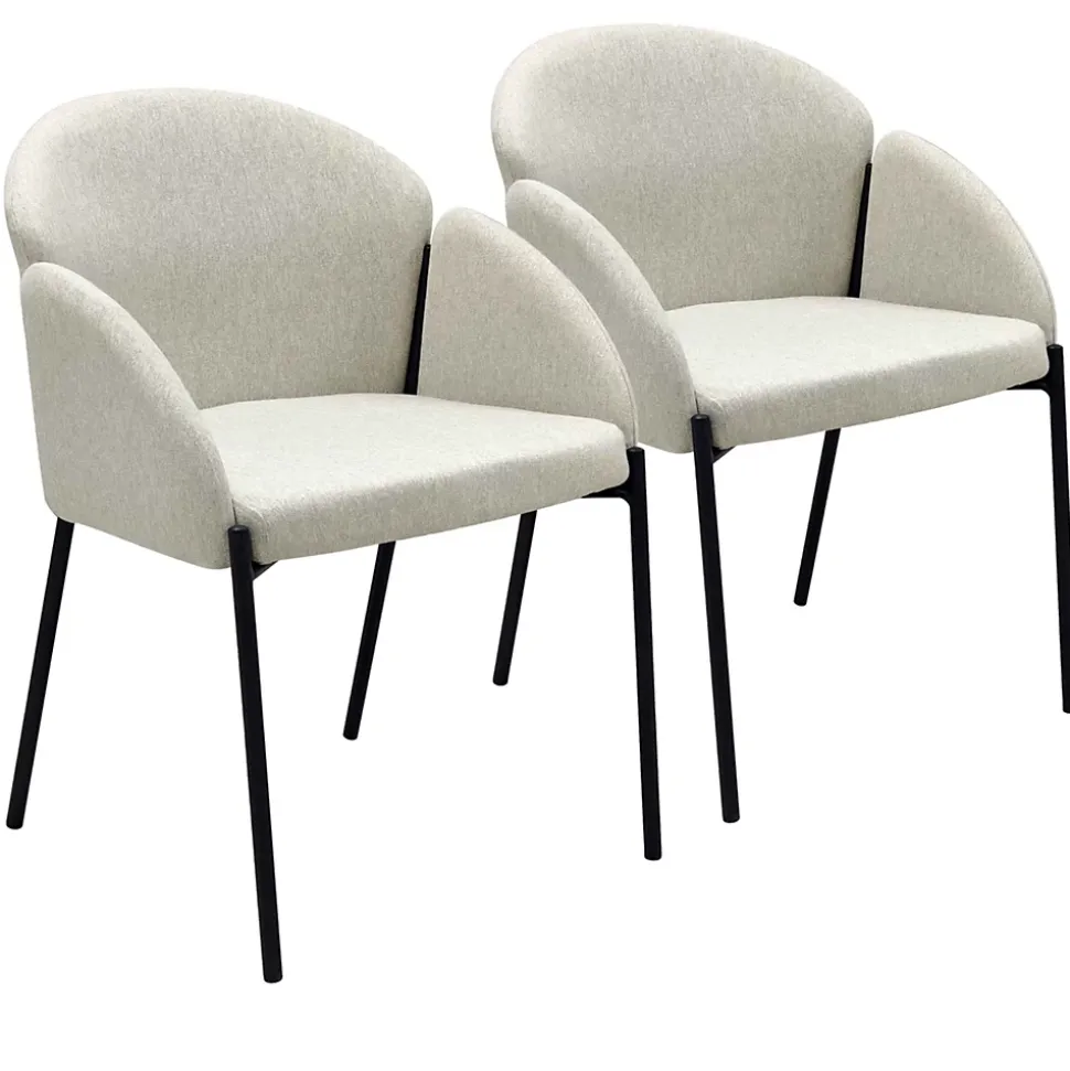 Lot de 2 chaises en acier et tissu beige Oviala