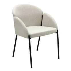 Lot de 2 chaises en acier et tissu beige Oviala