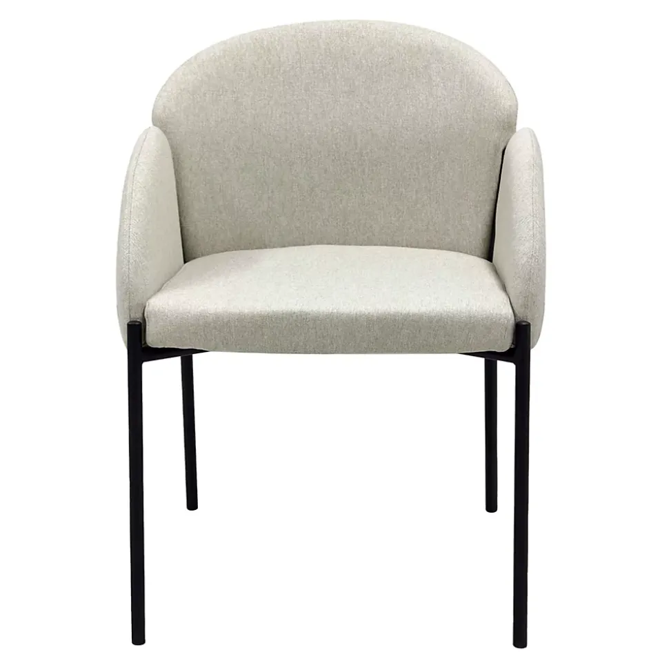 Lot de 2 chaises en acier et tissu beige Oviala