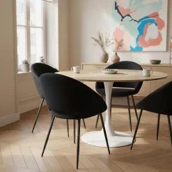 Lot de 2 chaises en acier et velours noir Oviala