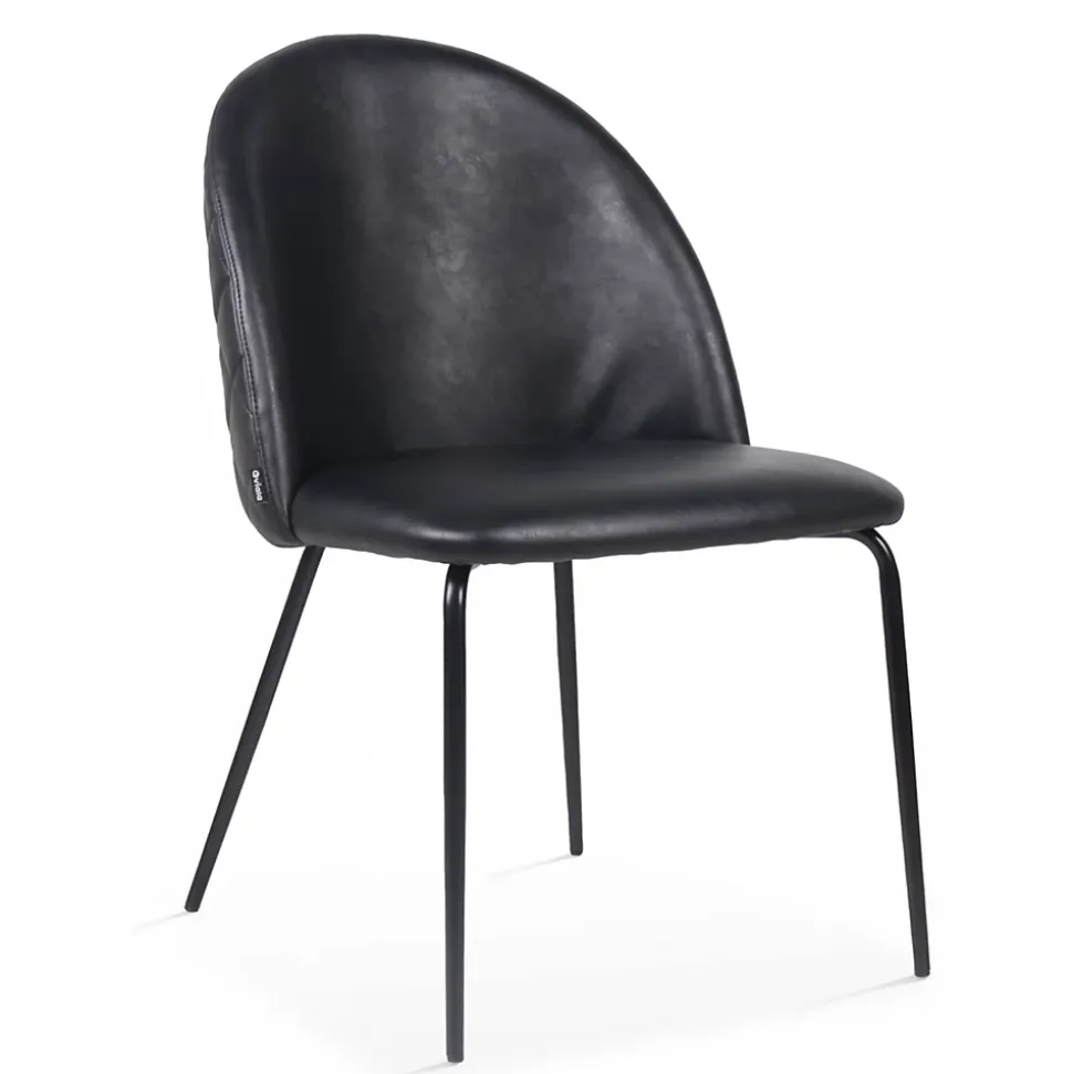 Lot de 4 chaises en textile enduit noir Oviala