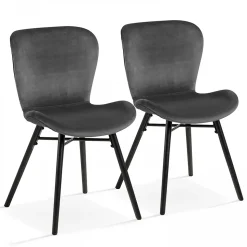 Lot de 2 chaises en velours gris anthracite Oviala