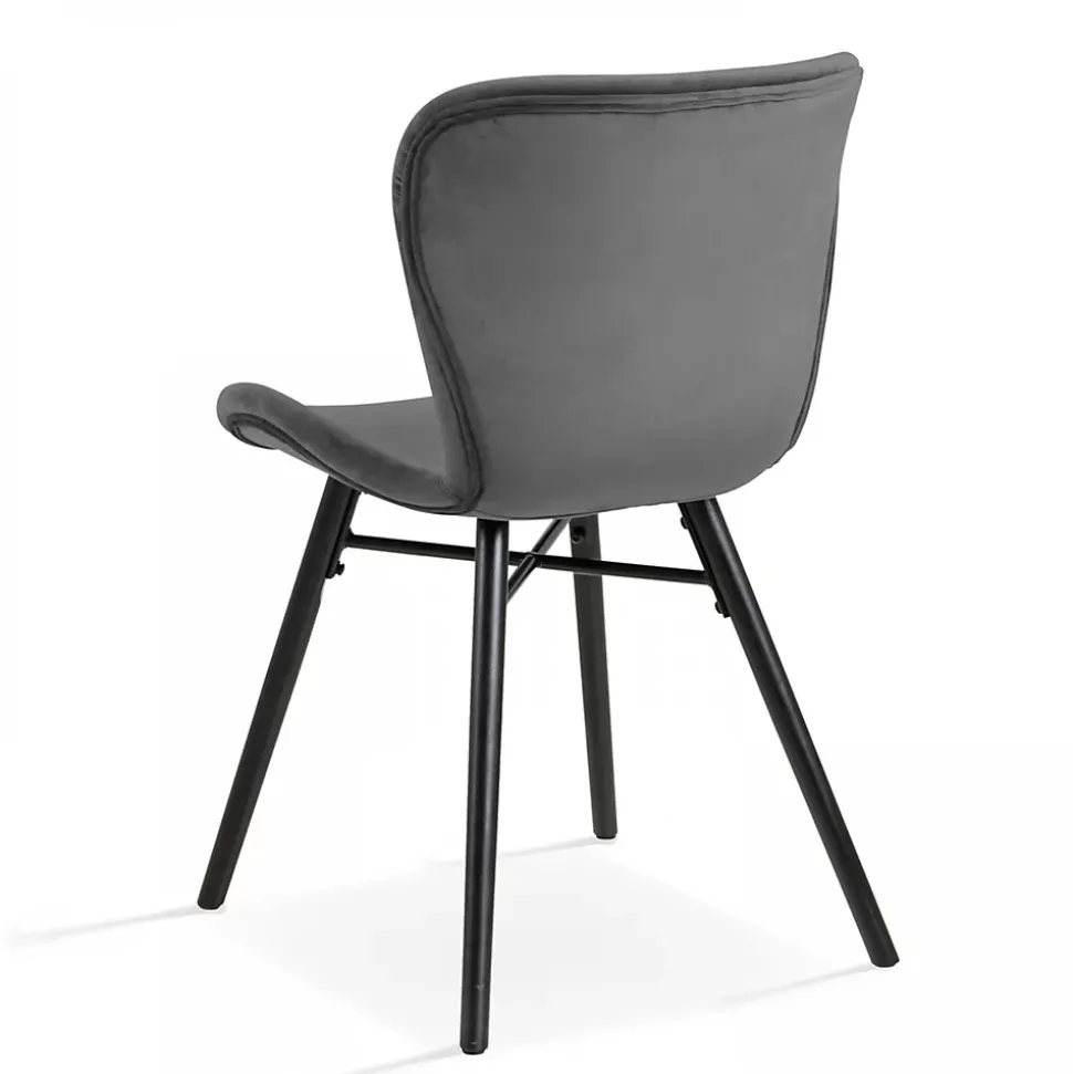 Lot de 2 chaises en velours gris anthracite Oviala