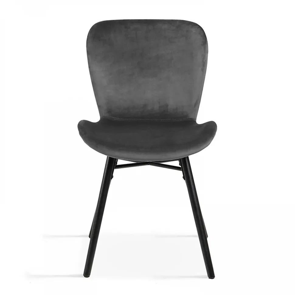 Lot de 2 chaises en velours gris anthracite Oviala
