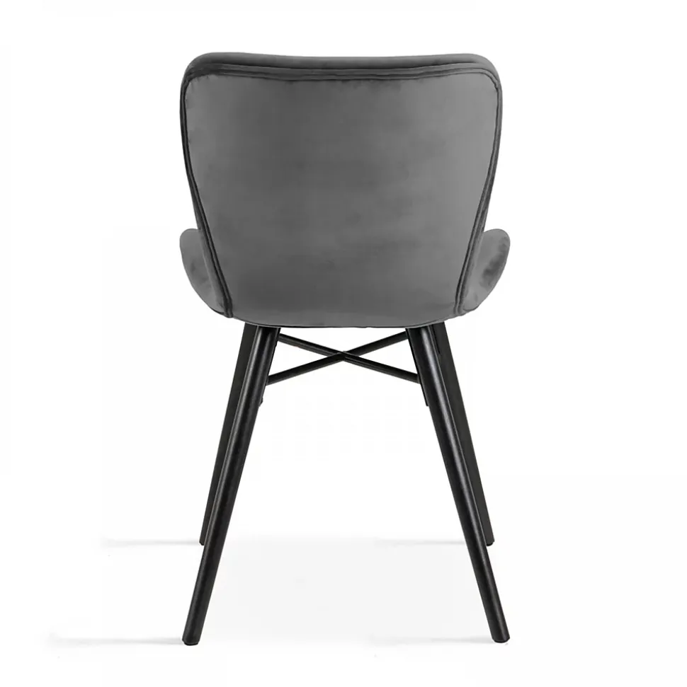 Lot de 2 chaises en velours gris anthracite Oviala