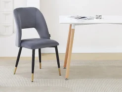 Lot de 2 chaises en velours "Coralie" Gris