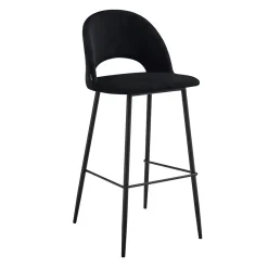 Lot de 2 chaises hautes en métal et velours noir Oviala