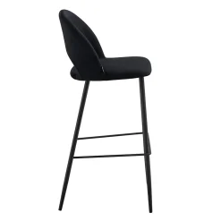 Lot de 2 chaises hautes en métal et velours noir Oviala
