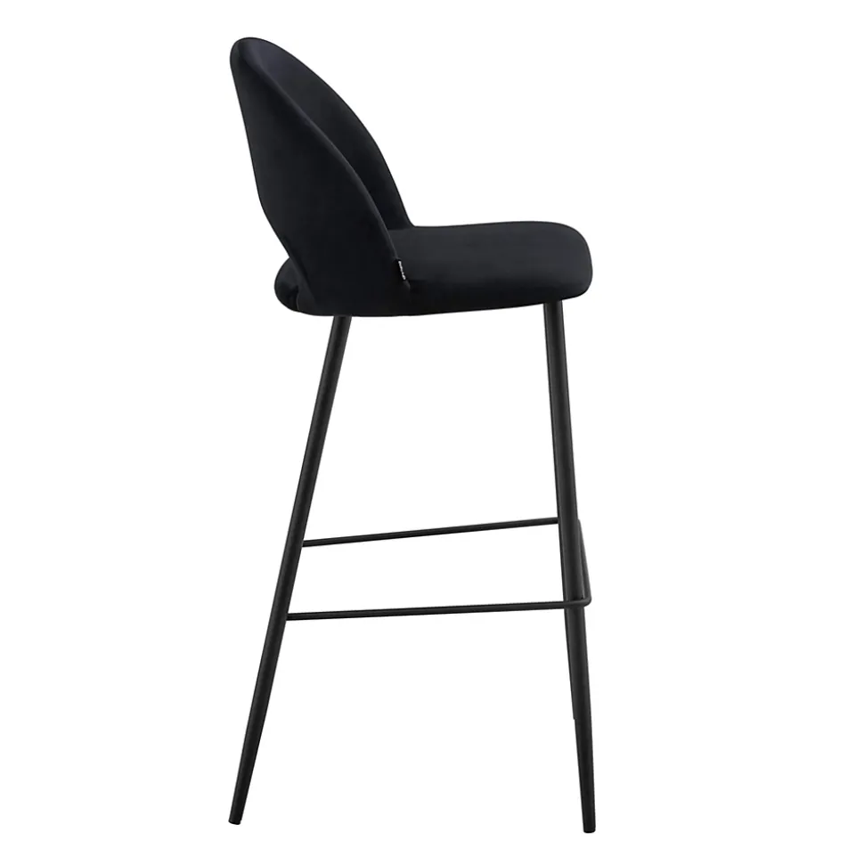 Lot de 2 chaises hautes en métal et velours noir Oviala
