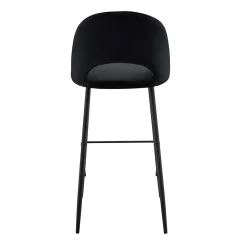 Lot de 2 chaises hautes en métal et velours noir Oviala
