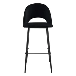 Lot de 2 chaises hautes en métal et velours noir Oviala