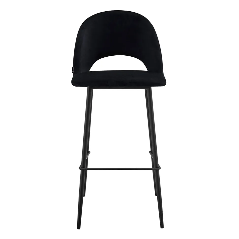 Lot de 2 chaises hautes en métal et velours noir Oviala