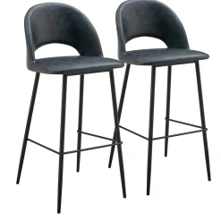 Lot de 2 chaises hautes en métal et textile enduit noir Oviala