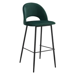 Lot de 2 chaises hautes en métal et velours vert Oviala