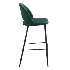 Lot de 2 chaises hautes en métal et velours vert Oviala