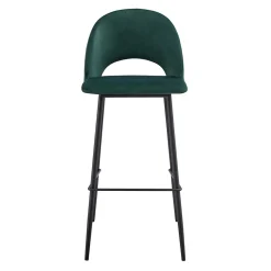 Lot de 2 chaises hautes en métal et velours vert Oviala