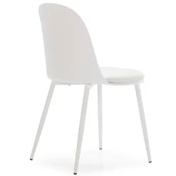 Lot de 4 chaises Kana blanches, pieds en métal et assise rembourrée