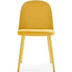 Lot de 4 chaises Kana moutarde, pieds en métal et assise rembourrée