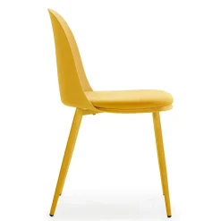 Lot de 4 chaises Kana moutarde, pieds en métal et assise rembourrée