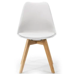 Lot de 2 Chaises Klara Blanc tapissées en Cuir synthétique avec Pieds Bois