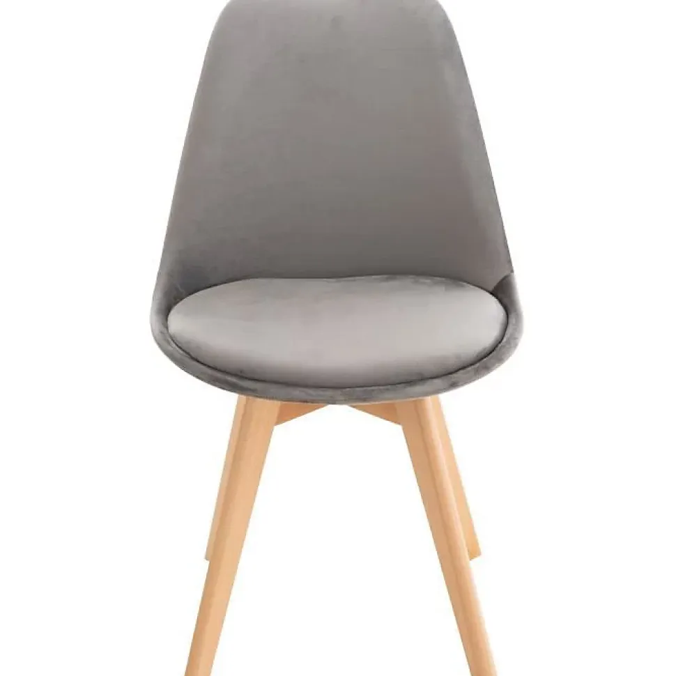 Lot de 4 chaises LinCHAVORNAY en velours gris - Style vintage - Pour salle à manger