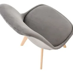 Lot de 4 chaises LinCHAVORNAY en velours gris - Style vintage - Pour salle à manger