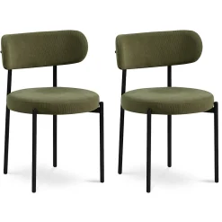 Lot de 2 chaises modernes IRIS velours côtelé kaki
