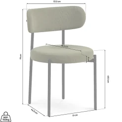 Lot de 2 chaises modernes IRIS velours côtelé kaki