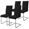 Lot de 4 chaises pied luge noir en simili cantilever à dossier haut pour salon