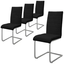 Lot de 4 chaises pied luge noir en simili cantilever à dossier haut pour salon