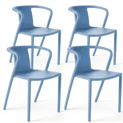 Lot de 4 chaises plastique bleu Oviala
